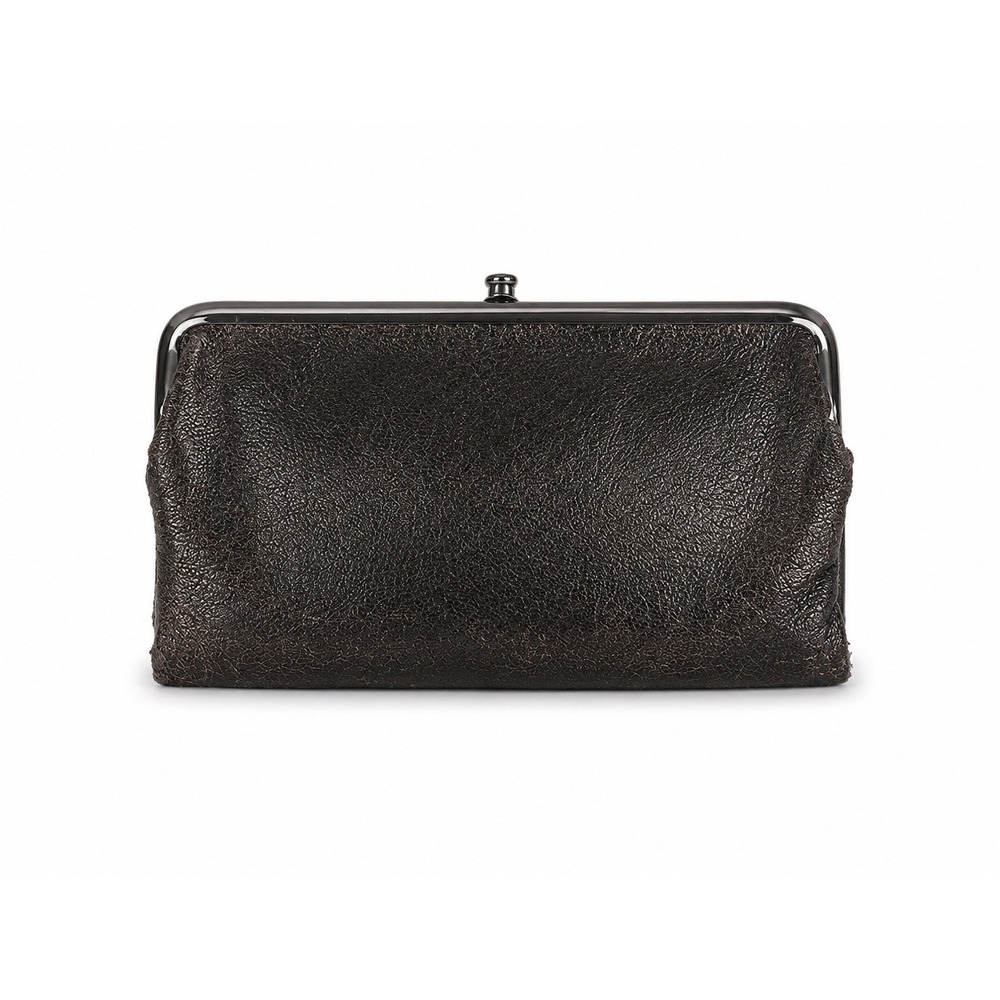 HOBO International Lauren Vintage Y2K Black Leather Kiss Lock Clutch Wallet $150